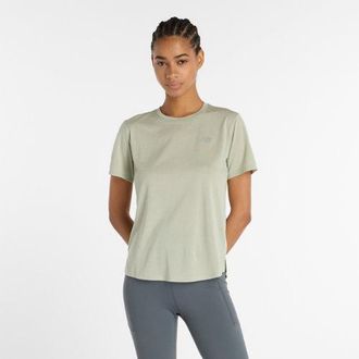 New Balance Mujer Athletics T-Shirt en Verde, Poly Knit, Talla XL