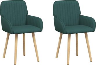 vidaXL Sillas De Comedor 2 Uds. Tela Verde Oscuro 56,5 X 50 X 87,5 Cm Vidaxl