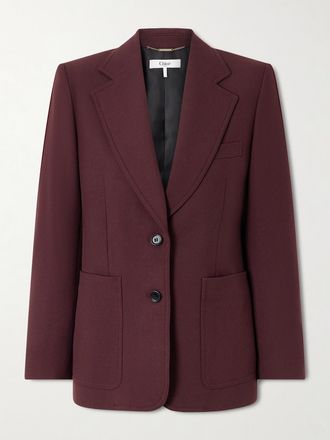 Chloé Blazer In Gabardine Di Lana - Bordeaux