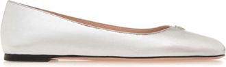 Bally Emblem logo-plaque leather ballerina flats - women - Calf Leather/Calf Leather/Calf Leather - 37 - Silver