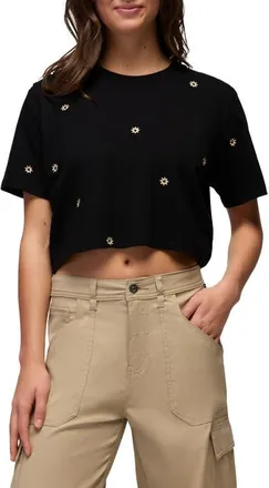 Prana Daisy Embroidered Crop Top in Black at Nordstrom, Size X-Large