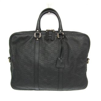 Gucci Convertible Guccissima Leather Black Leather Briefcase Bag (Pre-Owned)