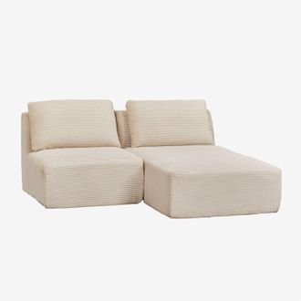 Sklum Sof&aacute; Modular Chaise Longue Derecho De 2 Piezas En Pana Envasado Al Vac&iacute;o Temple Sklum