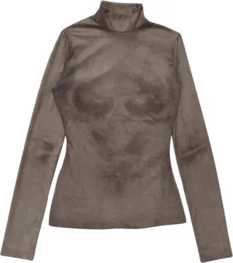 Acne Studios Printed turtleneck - female - Acne Studios - Long Sleeve T-Shirts - Gray - M - Tops