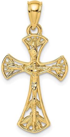 Diamond2Deal 14k Yellow Gold Fancy Crucifix Charm Pendant