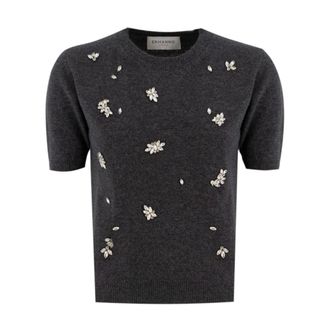 Ermanno Scervino Round-neck Knitwear, female, Gray, XS, Wool Blend Sophisticated Jumper