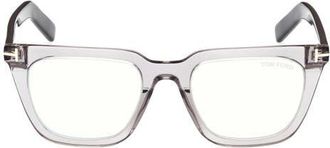 Tom Ford 50mm Square Blue Light Blocking Glasses in Grey Black Eco /T Logo at Nordstrom