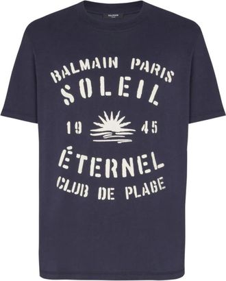 Balmain Crew-neck Short Sleeve - Heren - T-shirts - Blauw - 2XL - Tops