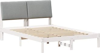 vidaXL Bed frame White and light grey 150 x 200 cm Solid pine wood vidaXL