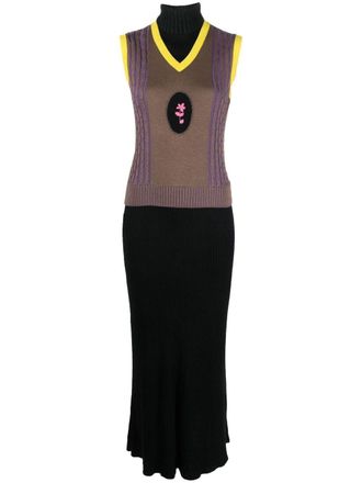 Cormio colour-block knit dress - Brown