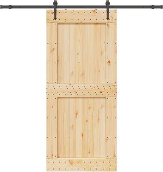 vidaXL Vidaxl - Puerta Corredera Con Herrajes Madera Maciza De Pino 100x210 Cm