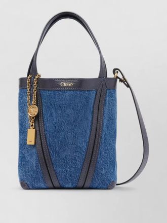 Chlo&eacute; spin small denim chain tote bag