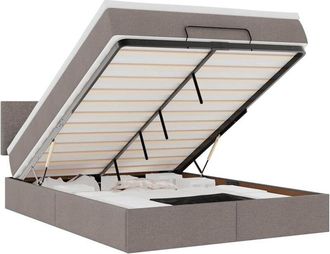 vidaXL Cama Otomana Con Colch&oacute;n Tela Gris Pardo 140x190 Cm Vidaxl