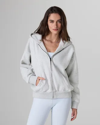Vuori Clothing Restore Full Zip Hoodie | Pale Grey Heather | XS, Size Extra Small