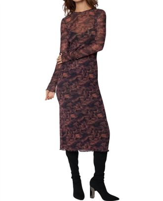 Lost + Wander Contessa Mesh Midi Dress In Copper-Black