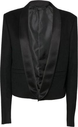 Tom Ford Cropped Blazer met sjaalkraag - Dames - Blazers - Zwart - S - Wol - Jassen