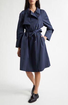 Emporio Armani Metal Tip Sash Trench Coat in Navy at Nordstrom, Size 16 Us