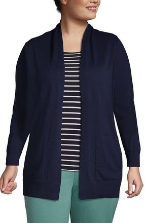 Lands End Long Sleeve Open Long Cardigan Sweater in Radiant Navy at Nordstrom, Size 3 X