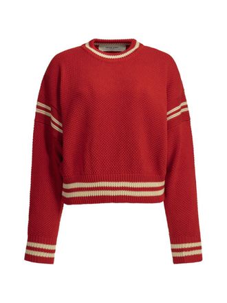 Golden Goose Textured Knit Striped Silk Nylon Cropped Sweater