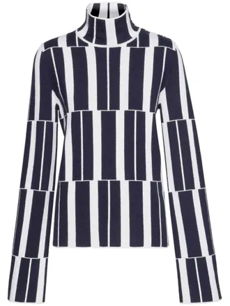 Ferragamo stripe-pattern cashmere jumper - women - Cashmere - S - Blue