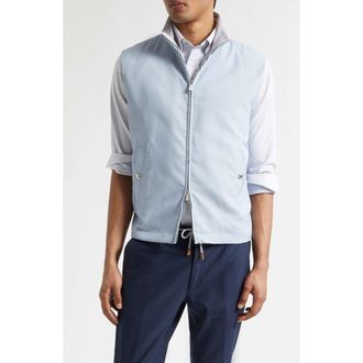 Eleventy Silk Zip Vest in 08 Denim at Nordstrom, Size Xxx-Large