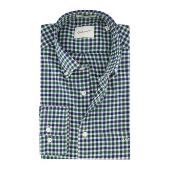 GANT Overhemden, Heren, Veelkleurig, M, Katoen, Regular Fit Gingham Twill Overhemd