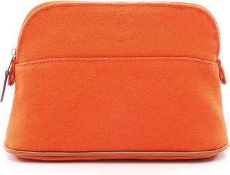 Herm&egrave;s Feu Orange Canvas Leather Pouch (Pre-Owned)
