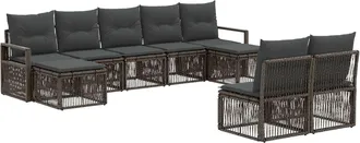 vidaXL Conjunto De Sof&aacute;s De Jard&iacute;n 9 Uds. Gris Rat&aacute;n Sint&eacute;tico Vidaxl