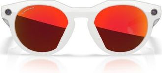Oakley Gender Inclusive Meta HSTN 51mm Round Glasses in Warm Grey/prizm Ruby at Nordstrom
