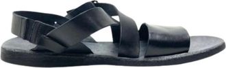 Brador Platte Sandalen - Heren - Sandalen - Zwart - 41 EU - Leer - Schoenen