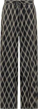 Pierre-Louis Mascia Broek met trekkoord en ruitpatroon - Dames - Straight fit broeken - Zwart - S - Broeken