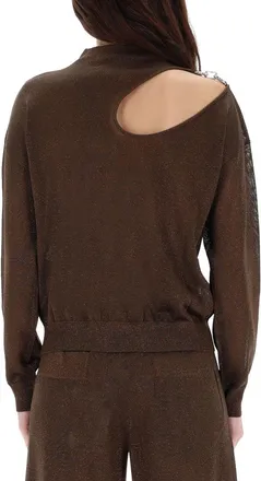 Circus Hotel Cut-Out Viscose Blouse - Brown