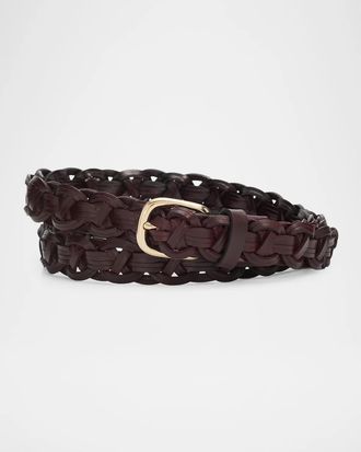 Brunello Cucinelli Men & apos;s Braided Leather Belt