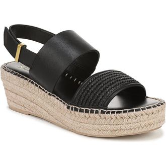 Franco Sarto Parry Wedge Sandal in Black Faux Leather at Nordstrom Rack, Size 7
