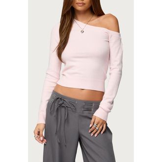 Edikted Mayson One-Shoulder Sweater in Light-Pink at Nordstrom, Size X-Small
