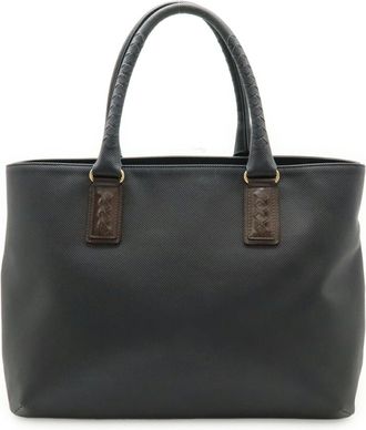 Bottega Veneta Black Dark Brown Pvc Leather Shoulder Bag Tote Bag (Pre-Owned)