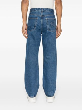 Palm Angels Logo-Embossed Monogram Denim Jeans - Blue