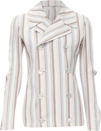 Junya Watanabe stripe cotton cut out sleeve jacket