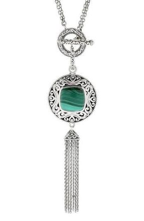 Samuel B. Sterling Silver & Semiprecious Stone Tassel Necklace in Green at Nordstrom Rack
