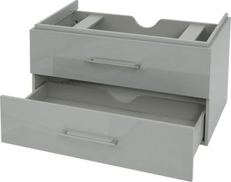 Hhg Nunca Usado] Premium Mueble Bajo Lavabo Hhg 245, Mueble Bajo Lavabo Muebles De Ba&ntilde;o, Alto Brillo 90cm, Gris