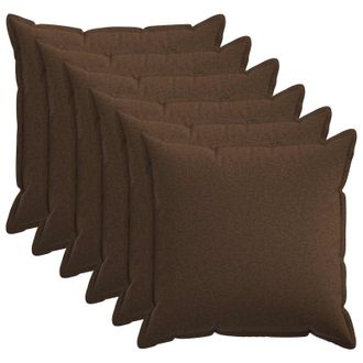 vidaXL Federa 6 Pcs Houten Marrone 80 X 80 Cm Lino Vidaxl