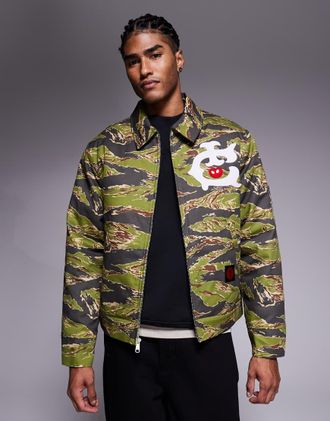 Icecream Giacca trucker mimetica effetto tigrato verde e marrone-Multicolore