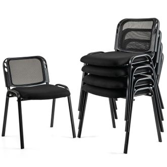 Costway Costway Stackable Reception Guest Chairs Set of 5 Waiting Room Chairs in Black