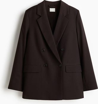 H&M Double-breasted Blazer in Dark Brown at Nordstrom, Size Xx-Large