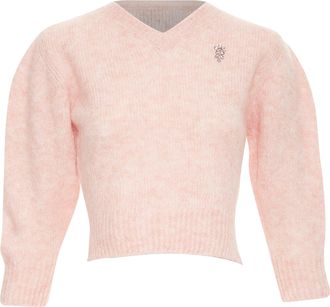 Simone Rocha crystal embellished V neck cropped sweater