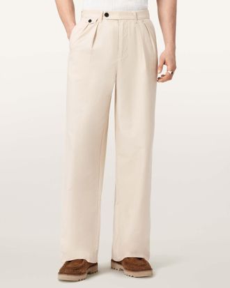 AllSaints Main: 55% Cotton, 45% Lyocell Conway Wide Leg Pleated Trousers, Size: 28