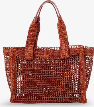 Chlo&eacute; Womens Shoulder Bag East-West Raffia Brown Raffia-Leather Raffia/leather