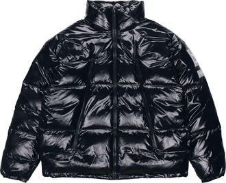 adidas Mens adidas originals Solid Color Zipper Long Sleeves Stand Collar Black Down Jacket H66013
