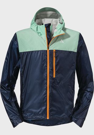 Sch&ouml;ffel Outdoorjacke SCH&Ouml;FFEL Hybrid Jkt Flow Trail M, Herren, Gr. 46, blau (8180, blau), Oberstoff : 100% Nylon Oberstoff Mittleres R&uuml;ckenteil: 84% Nylon 16%