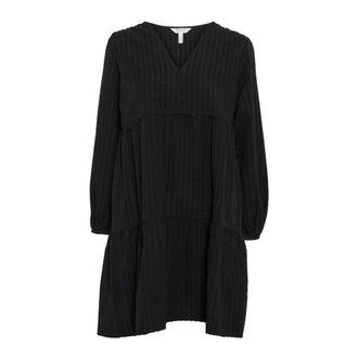 Part Two Black Long Sleeve V-Neck Cotton Dress - female - Part Two - Short Dresses - Black - M - Dresses